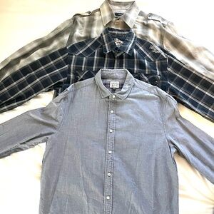 Blue and Gray Dress Shirts with Long Sleeves